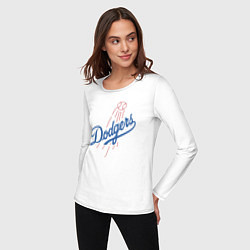 Лонгслив хлопковый женский Los Angeles Dodgers baseball, цвет: белый — фото 2