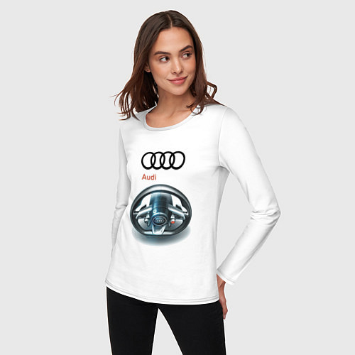 Женский лонгслив Audi - car steering wheel / Белый – фото 3