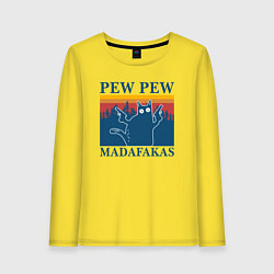 Лонгслив хлопковый женский Madafakas PEW PEW, цвет: желтый