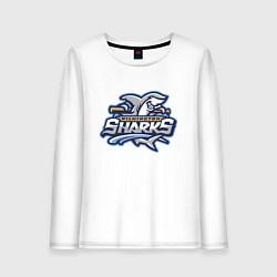 Лонгслив хлопковый женский Wilmington sharks -baseball team, цвет: белый