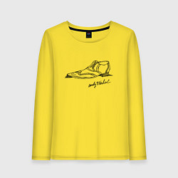 Лонгслив хлопковый женский Andy Warhol - signature, цвет: желтый