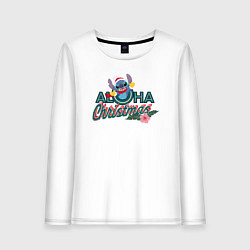 Лонгслив хлопковый женский Aloha Christmas, цвет: белый