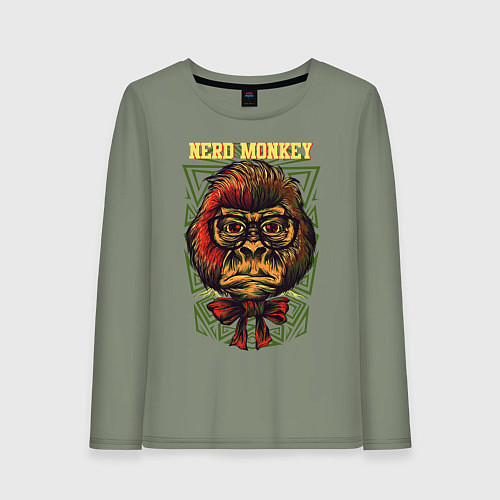 Женский лонгслив Обезьяна ботан / Авокадо – фото 1