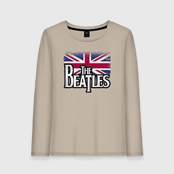 Лонгслив хлопковый женский The Beatles Great Britain Битлз, цвет: миндальный