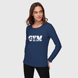 Лонгслив хлопковый женский GYM- образ жизни, цвет: тёмно-синий — фото 2