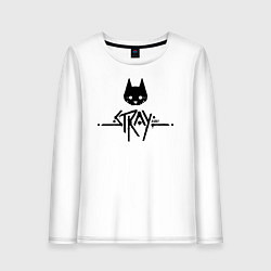 Лонгслив хлопковый женский Stray: Black Logo, цвет: белый