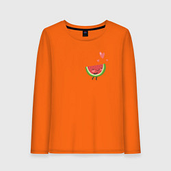 Лонгслив хлопковый женский Влюблённый арбузик, цвет: оранжевый