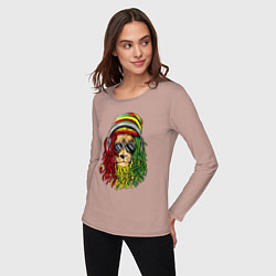 Лонгслив хлопковый женский Rasta lioN, цвет: пыльно-розовый — фото 2
