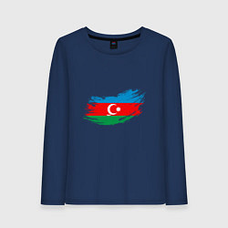Лонгслив хлопковый женский Флаг - Азербайджан, цвет: тёмно-синий