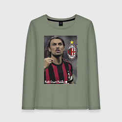 Лонгслив хлопковый женский Paolo Cesare Maldini - Milan, captain, цвет: авокадо