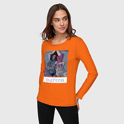 Лонгслив хлопковый женский Сериал Euphoria - Ру и Джулс, цвет: оранжевый — фото 2