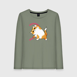 Лонгслив хлопковый женский Котики вторая половина сердца, цвет: авокадо