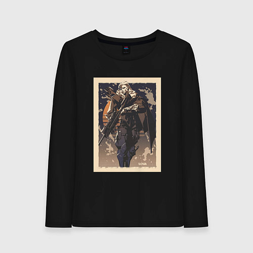 Женский лонгслив Sova арт / Черный – фото 1
