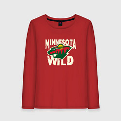 Лонгслив хлопковый женский Миннесота Уайлд, Minnesota Wild, цвет: красный