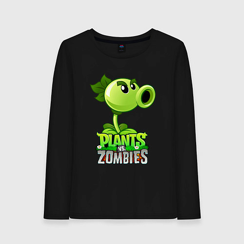 Женский лонгслив Plants vs Zombies Горохострел / Черный – фото 1