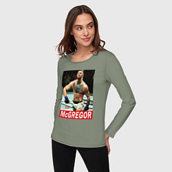 Лонгслив хлопковый женский Конор МакГрегор McGregor, цвет: авокадо — фото 2