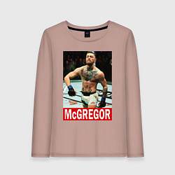 Лонгслив хлопковый женский Конор МакГрегор McGregor, цвет: пыльно-розовый