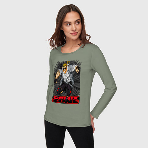 Женский лонгслив Sketch jump / Авокадо – фото 3