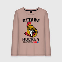Лонгслив хлопковый женский OTTAWA SENATORS ОТТАВА СЕНАТОРЗ, цвет: пыльно-розовый