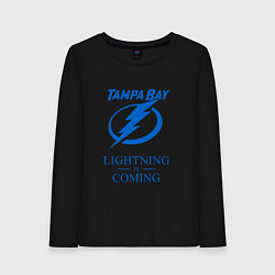 Лонгслив хлопковый женский Tampa Bay Lightning is coming, Тампа Бэй Лайтнинг, цвет: черный