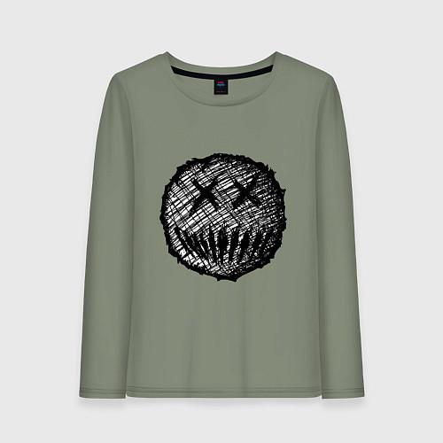 Женский лонгслив Жуткая рожица пиксельная / Авокадо – фото 1