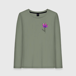 Лонгслив хлопковый женский Любовь в цветке, цвет: авокадо