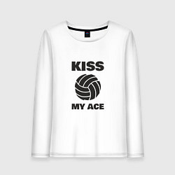 Лонгслив хлопковый женский Volleyball - Kiss My Ace, цвет: белый