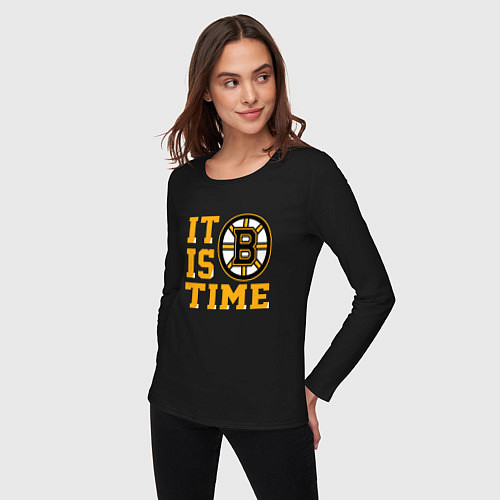 Женский лонгслив It Is Boston Bruins Time, Бостон Брюинз / Черный – фото 3