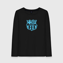 Лонгслив хлопковый женский FC Barcelona - Light Blue Paint 2022, цвет: черный