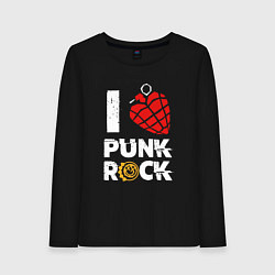 Лонгслив хлопковый женский I LOVE PUNK ROCK, цвет: черный