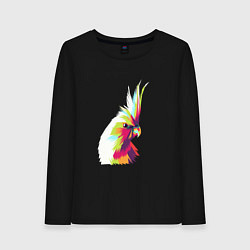 Лонгслив хлопковый женский Цветной попугай Colors parrot, цвет: черный