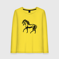Лонгслив хлопковый женский Мустанг Лошадь, цвет: желтый