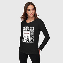 Лонгслив хлопковый женский Asta art, цвет: черный — фото 2