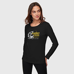 Лонгслив хлопковый женский Счастливая рыбацкая футболка не стирать, цвет: черный — фото 2