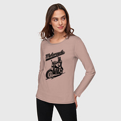 Лонгслив хлопковый женский Motorcycle Cool rider, цвет: пыльно-розовый — фото 2
