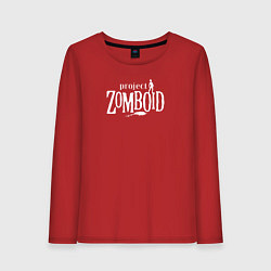 Лонгслив хлопковый женский Project zomboid надпись, цвет: красный
