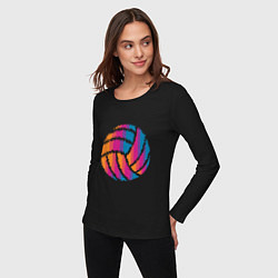 Лонгслив хлопковый женский Ball Volleyball, цвет: черный — фото 2