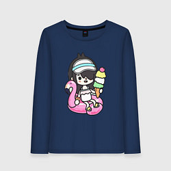 Лонгслив хлопковый женский Toca Boca девочка геймер, цвет: тёмно-синий