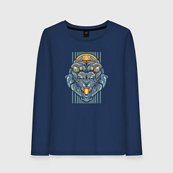 Лонгслив хлопковый женский Lion Mecha Cyborg, цвет: тёмно-синий