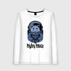 Лонгслив хлопковый женский Могучий мышонок, цвет: белый