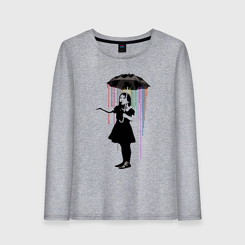 Женский лонгслив BANKSY БЭНКСИ девушка под зонтом / Меланж – фото 1