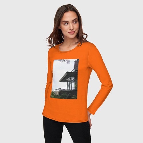 Женский лонгслив Панорамный Дом / Оранжевый – фото 3