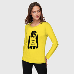 Лонгслив хлопковый женский Оставайся Собой Бэнкси Banksy, цвет: желтый — фото 2