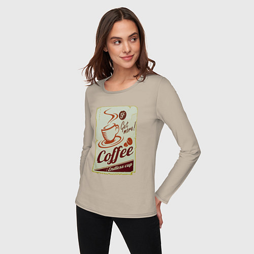 Женский лонгслив Coffee Cup Retro / Миндальный – фото 3
