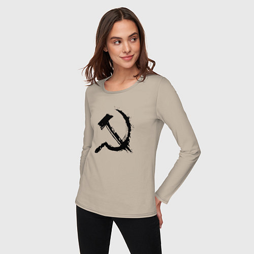 Женский лонгслив Серп и молотсоветский / Миндальный – фото 3