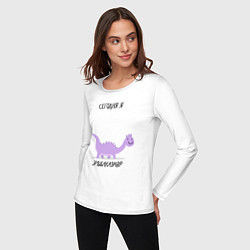 Лонгслив хлопковый женский СЕГОДНЯ Я УЛЫБАКАЗАВР, цвет: белый — фото 2
