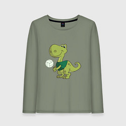 Лонгслив хлопковый женский Volleyball Dinosaur, цвет: авокадо