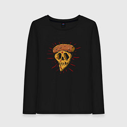 Лонгслив хлопковый женский Пицца 2 сыра Skull, цвет: черный