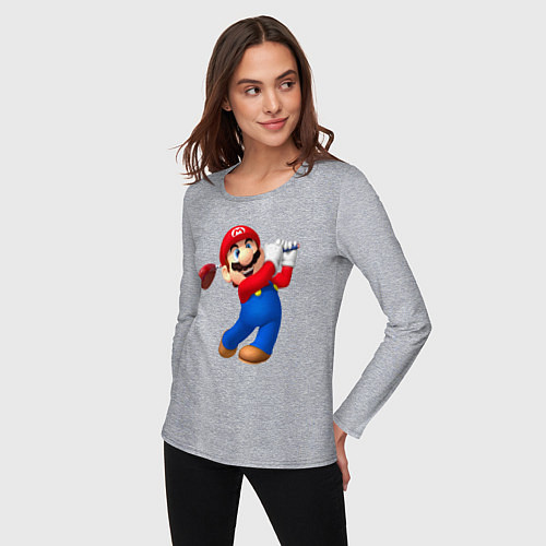 Женский лонгслив Марио - крутейший гольфист Super Mario / Меланж – фото 3