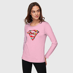 Лонгслив хлопковый женский Logo Superman, цвет: светло-розовый — фото 2